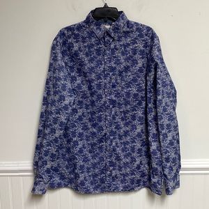 Town Men’s Casual long sleeve Button up Shirt Blue Size LT